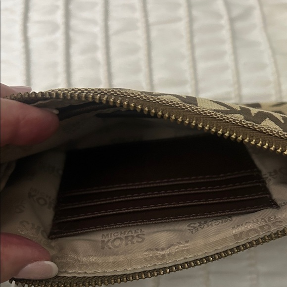 Michael Kors Monogram Tan Wristlet with Gold Accents - Picture 2 of 4